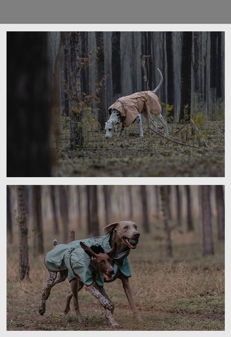 HKM-130515 Warm Waterproof Windproof Outdoor Soft Shell Dog Jacket in Basil Green and Iced Coffee Brown