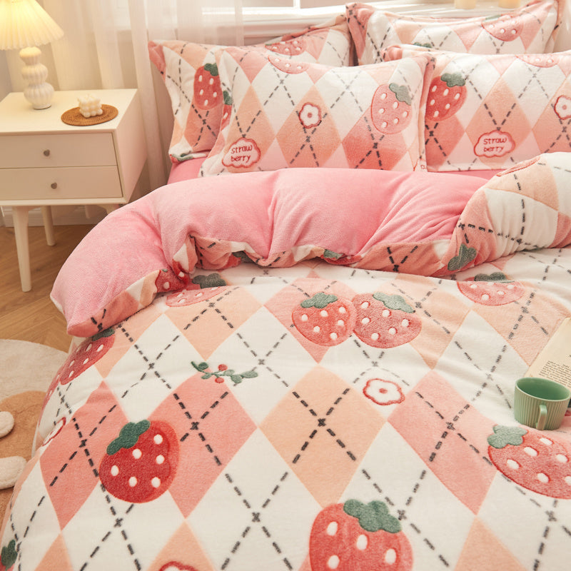 HKM-130707 Double-Sided Milk Velvet Soft Quilt Cover in Fashionable Design