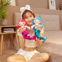 HKM-130707 Embroidered Mermaid Princess Comforter Plush Stuffed Toy with Sequin Mermaid Tail for All Ages