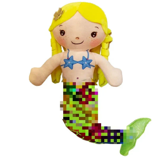 KTX-130707 Embroidered Mermaid Princess Comforter Plush Stuffed Toy with Sequin Mermaid Tail for All Ages