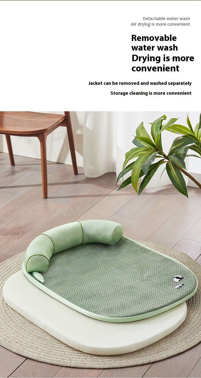 HKM-130835 Universal Cool Feeling Pet Bed - Four Seasons Cat Dog Sleeping Nest in Green Bamboo Panda, Various Sizes Available