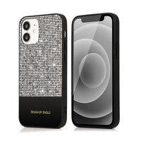HKM-130963 Fashionable TPU and Leather Back Cover Case for iPhone 12, 12 Mini, 12 Pro Max with Flash Powder Design