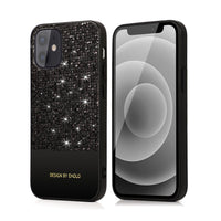 HKM-130963 Fashionable TPU and Leather Back Cover Case for iPhone 12, 12 Mini, 12 Pro Max with Flash Powder Design