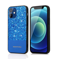 HKM-130963 Fashionable TPU and Leather Back Cover Case for iPhone 12, 12 Mini, 12 Pro Max with Flash Powder Design