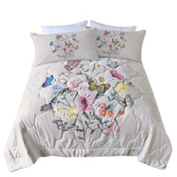 HKM-131027 Light Pink Butterfly Flower Comforter Set for Twin Beds with Soft Comforter and 2 Pillow Shams