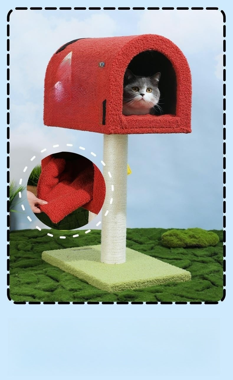 HKM-131027 Mailbox Cat Climbing Frame with Sisal Column and Integrated Cat Nest