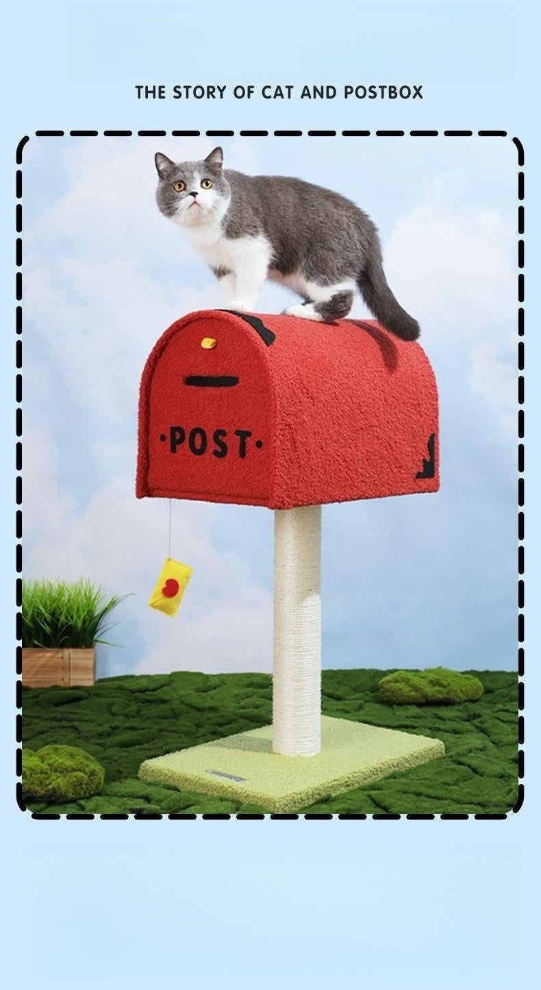 HKM-131027 Mailbox Cat Climbing Frame with Sisal Column and Integrated Cat Nest