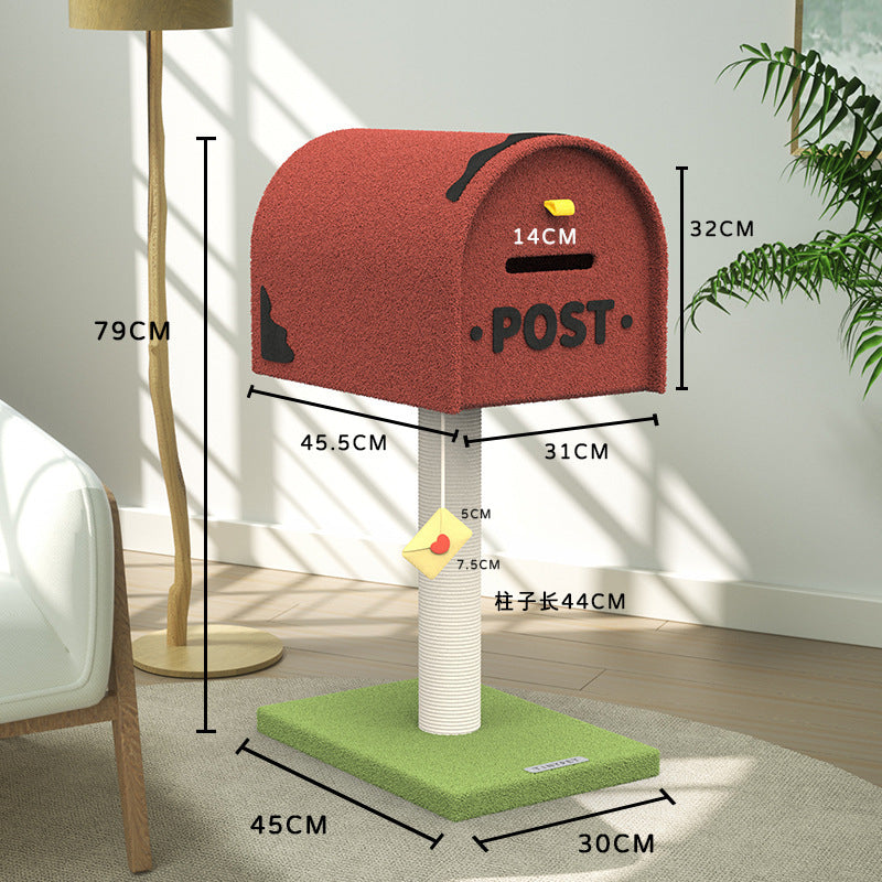 HKM-131027 Mailbox Cat Climbing Frame with Sisal Column and Integrated Cat Nest