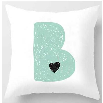HKM-131091 Cute Alphabet L Short Plush Cushion Cover, 45x45cm Pillowcase