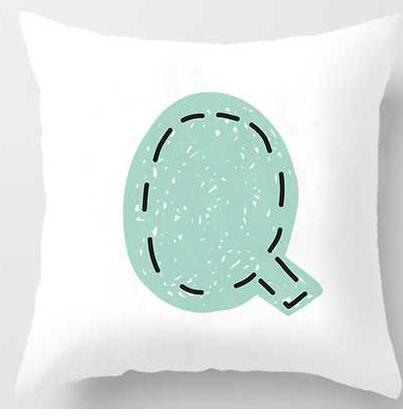 HKM-131091 Cute Alphabet L Short Plush Cushion Cover, 45x45cm Pillowcase