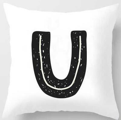 HKM-131091 Cute Alphabet L Short Plush Cushion Cover, 45x45cm Pillowcase