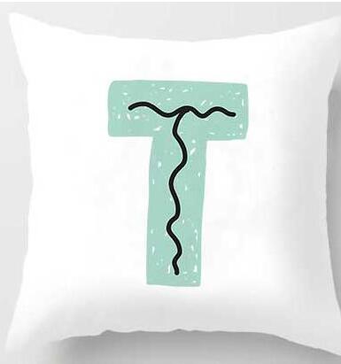 HKM-131091 Cute Alphabet L Short Plush Cushion Cover, 45x45cm Pillowcase