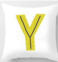 HKM-131091 Cute Alphabet L Short Plush Cushion Cover, 45x45cm Pillowcase
