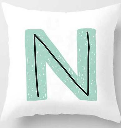 HKM-131091 Cute Alphabet L Short Plush Cushion Cover, 45x45cm Pillowcase