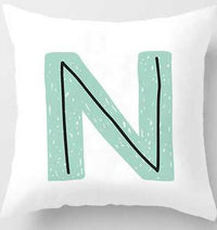HKM-131091 Cute Alphabet L Short Plush Cushion Cover, 45x45cm Pillowcase
