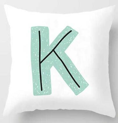 HKM-131091 Cute Alphabet L Short Plush Cushion Cover, 45x45cm Pillowcase