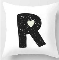 HKM-131091 Cute Alphabet L Short Plush Cushion Cover, 45x45cm Pillowcase