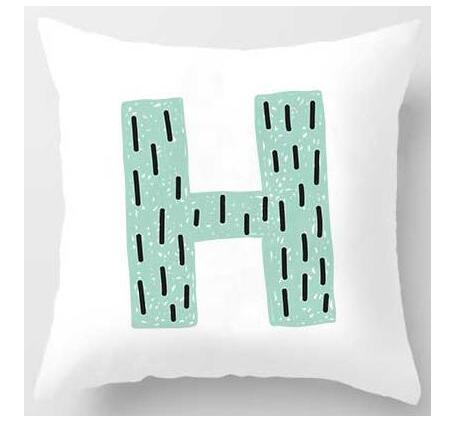 HKM-131091 Cute Alphabet L Short Plush Cushion Cover, 45x45cm Pillowcase