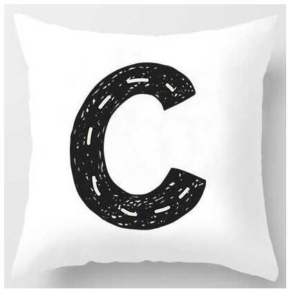 HKM-131091 Cute Alphabet L Short Plush Cushion Cover, 45x45cm Pillowcase