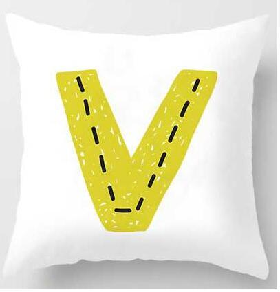 HKM-131091 Cute Alphabet L Short Plush Cushion Cover, 45x45cm Pillowcase