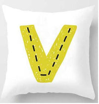 HKM-131091 Cute Alphabet L Short Plush Cushion Cover, 45x45cm Pillowcase