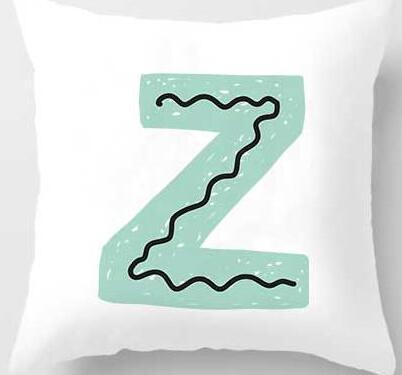 HKM-131091 Cute Alphabet L Short Plush Cushion Cover, 45x45cm Pillowcase