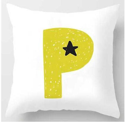 HKM-131091 Cute Alphabet L Short Plush Cushion Cover, 45x45cm Pillowcase