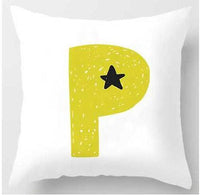HKM-131091 Cute Alphabet L Short Plush Cushion Cover, 45x45cm Pillowcase