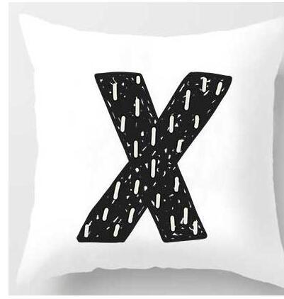 HKM-131091 Cute Alphabet L Short Plush Cushion Cover, 45x45cm Pillowcase