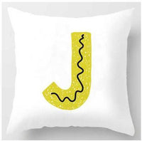 HKM-131091 Cute Alphabet L Short Plush Cushion Cover, 45x45cm Pillowcase