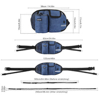 HKM-131219 Hands-Free Dog Training Leash Waist Bag with Storage for Food, Water, and Accessories