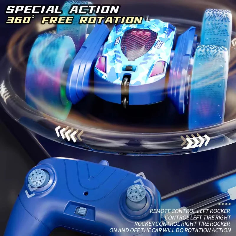 HKM-131283 Double Sided Remote Control Stunt Car with 360 Degree Rotation and LED Lights