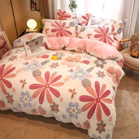 HKM-131347 Milk Velvet Cartoon Duvet Set - Double Sided Cover with Pillowcases, Assorted Designs