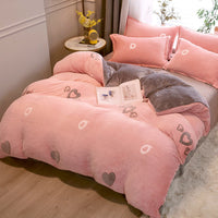 HKM-131347 Milk Velvet Cartoon Duvet Set - Double Sided Cover with Pillowcases, Assorted Designs
