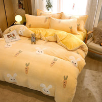 HKM-131347 Milk Velvet Cartoon Duvet Set - Double Sided Cover with Pillowcases, Assorted Designs