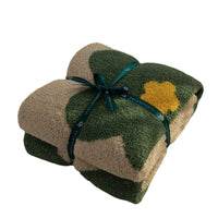 HKM-131347 Sunflower Class A Fleece Sofa Blanket - Beige Green, Dark Green, Purple, Fluorescent Green, 130x170 cm