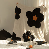 HKM-131347 Sunflower Class A Fleece Sofa Blanket - Beige Green, Dark Green, Purple, Fluorescent Green, 130x170 cm