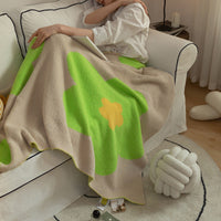HKM-131347 Sunflower Class A Fleece Sofa Blanket - Beige Green, Dark Green, Purple, Fluorescent Green, 130x170 cm