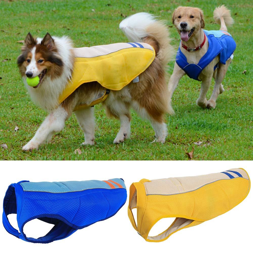 HKM-131475 Cooling Sun Protection Vest for Dogs - Lightweight Polyester, Blue and Yellow, Multiple Sizes Available