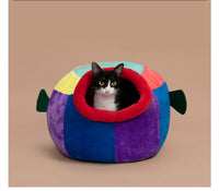 HKM-131667 Cozy Puffer Fish Pet Bed for Cats and Small Dogs, Soft Polyester, Winter Warmth