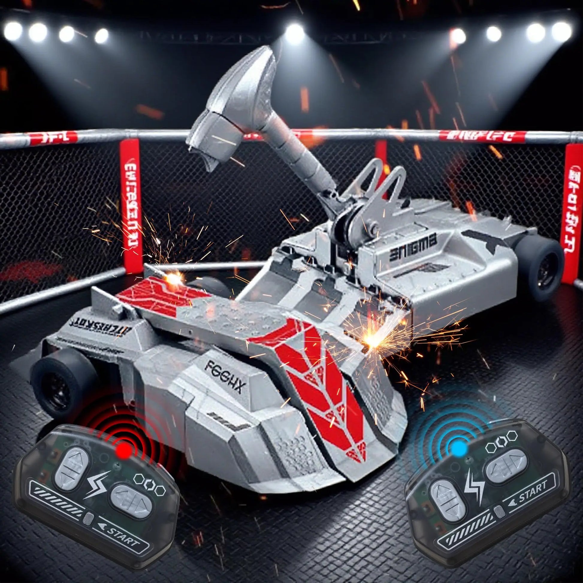 HKM-131667 Remote-Controlled Mini Battle Vehicles - Two Pack Electric Combat Cars for Indoor/Outdoor Fun