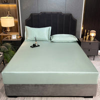 HKM-131795 Houndstooth Ice Silk Jacquard Fitted Three-Piece Bed Sheet Set in Various Colors and Sizes