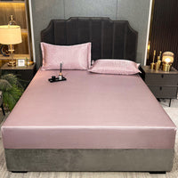 HKM-131795 Houndstooth Ice Silk Jacquard Fitted Three-Piece Bed Sheet Set in Various Colors and Sizes