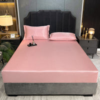 HKM-131795 Houndstooth Ice Silk Jacquard Fitted Three-Piece Bed Sheet Set in Various Colors and Sizes