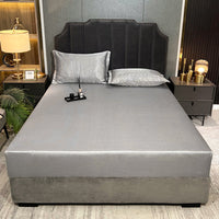 HKM-131795 Houndstooth Ice Silk Jacquard Fitted Three-Piece Bed Sheet Set in Various Colors and Sizes