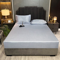 HKM-131795 Houndstooth Ice Silk Jacquard Fitted Three-Piece Bed Sheet Set in Various Colors and Sizes