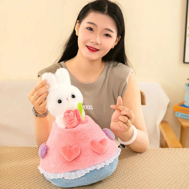 KTX-131859 Reversible Bunny Bouquet Plush Stuffed Toy - 35 cm Flower Bunch Decoration for All Ages