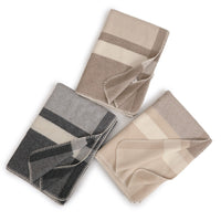 HKM-131859 Wool Jacquard Twill Camping Rug - Striped Blanket in Green, Purple, and Carbon Black