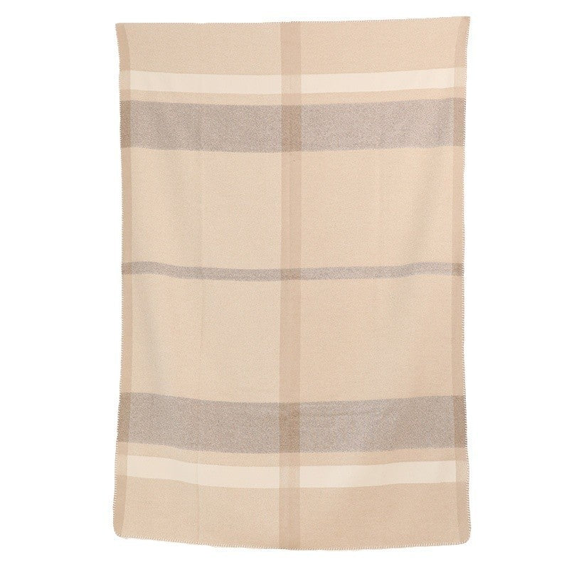 HKM-131859 Wool Jacquard Twill Camping Rug - Striped Blanket in Green, Purple, and Carbon Black