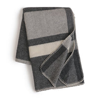 HKM-131859 Wool Jacquard Twill Camping Rug - Striped Blanket in Green, Purple, and Carbon Black